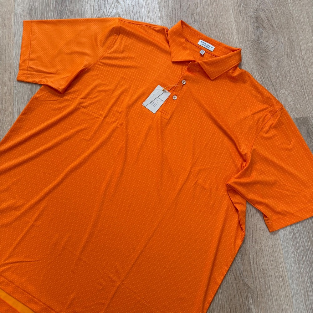 Peter Millar Summer Comfort Tesseract Polo Mens XXL Orange Geometric NWT